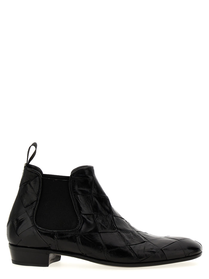 Braided leather ankle boots Black Calfskin (bos Taurus) Boots