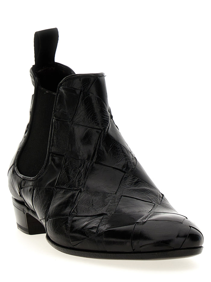 Braided leather ankle boots Black Calfskin (bos Taurus) Boots