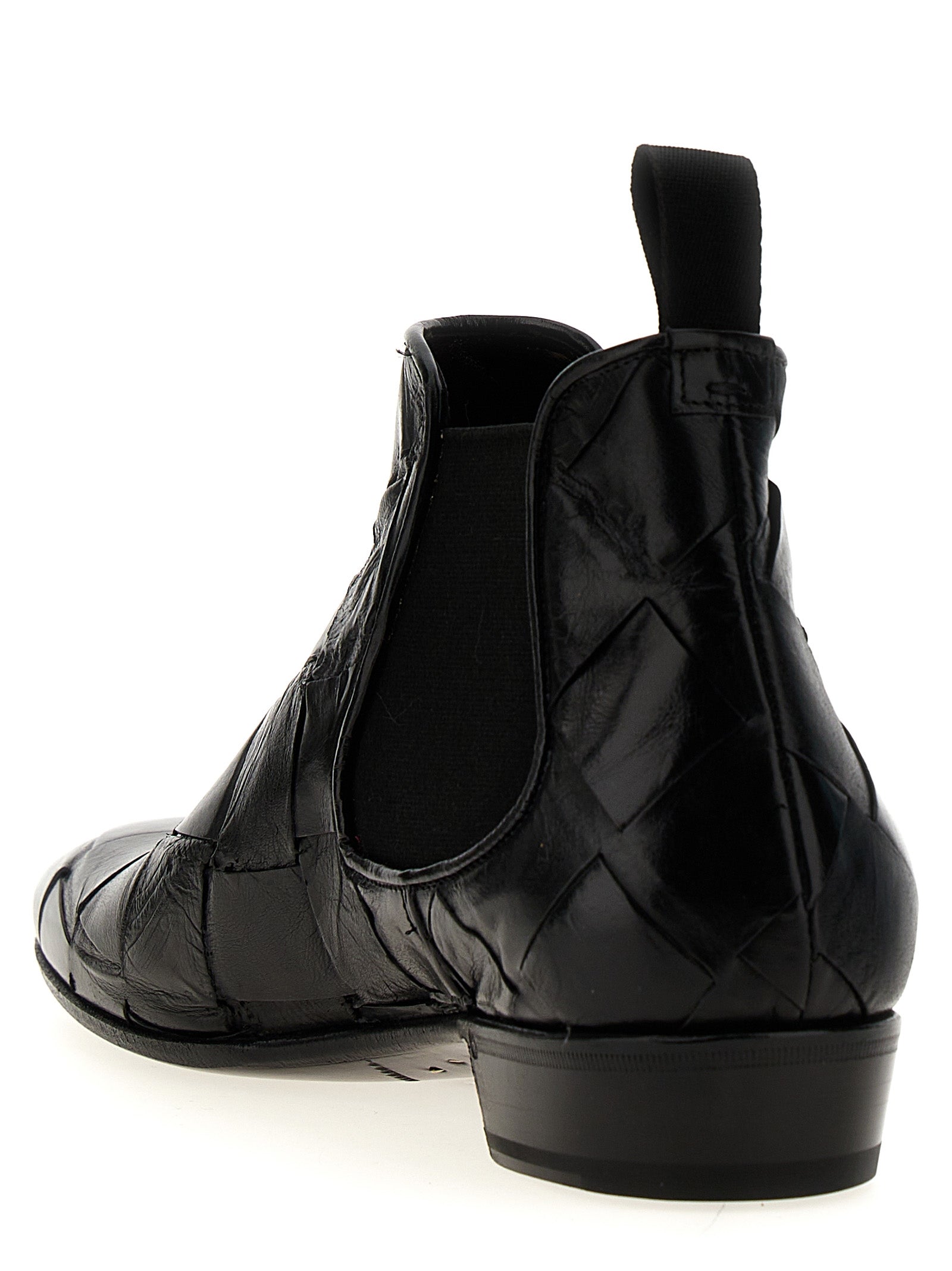 Braided leather ankle boots Black Calfskin (bos Taurus) Boots