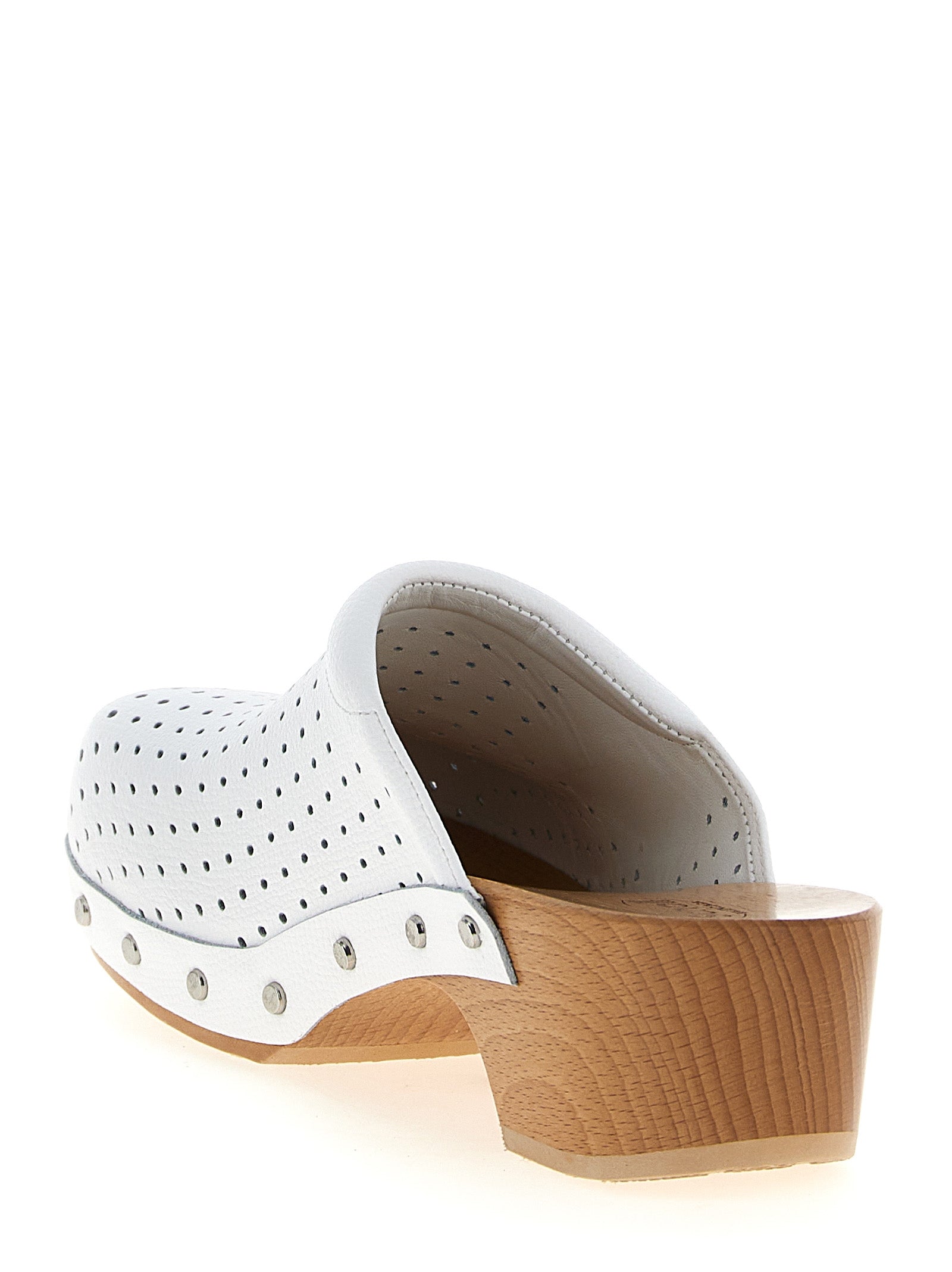Clog x Scholl sabots White Calfskin Leather (bos Taurus) Flat Shoes