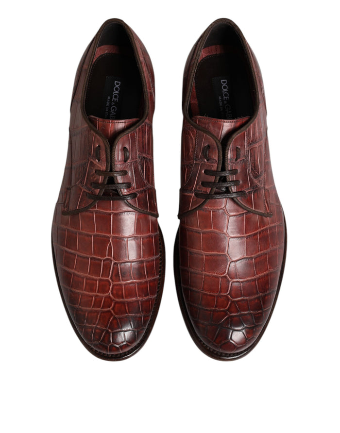 Dolce & Gabbana 100% Crocodile Leather derby in burgundy — view 2