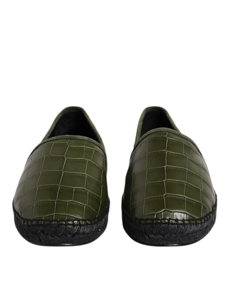 Dolce & Gabbana 90% Crocodile Leather 10% Goatskin Leather espadrille flat in green