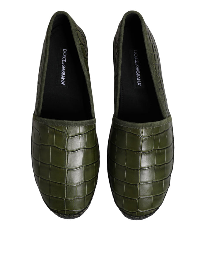 Dolce & Gabbana 90% Crocodile Leather 10% Goatskin Leather espadrille flat in green — view 2