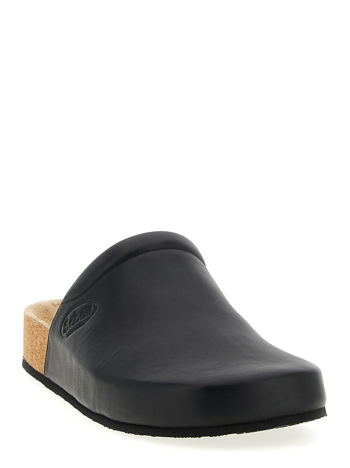 Saboto Balenciaga x Scholl Black Calfskin Leather (bos Taurus) Flat Shoes