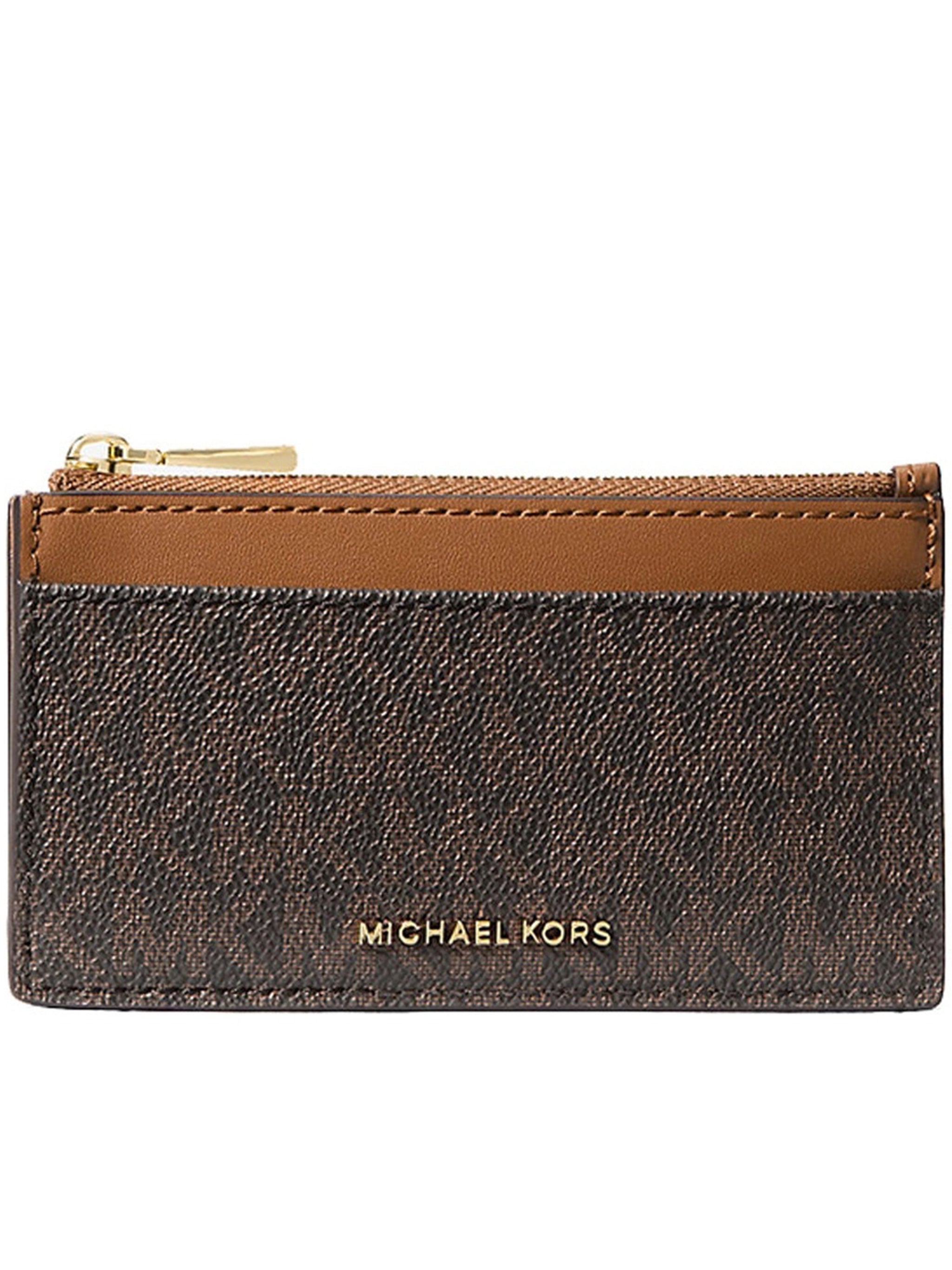 Zip Key Card Case Brown Portafoglio