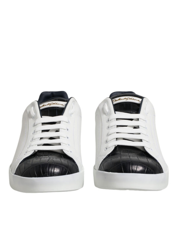 Dolce & Gabbana 60% Calfskin 40% Crocodile Leather sneaker in white