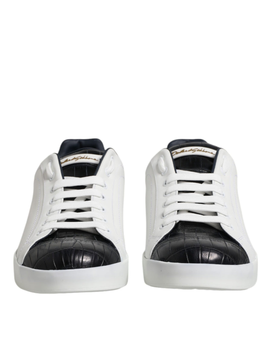 Dolce & Gabbana 60% Calfskin 40% Crocodile Leather sneaker in white