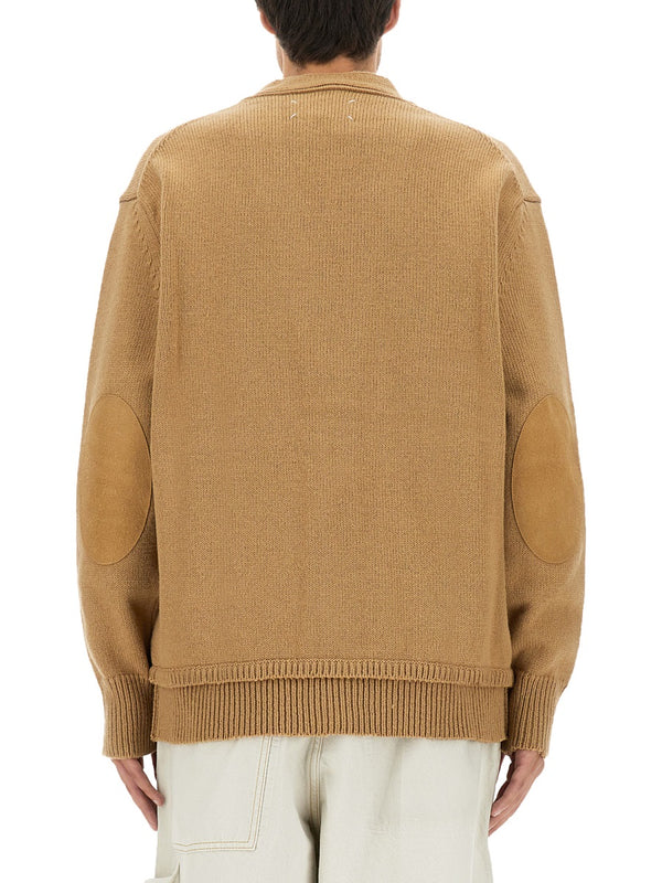 V-Neck Cardigan Beige Wool Jumpers