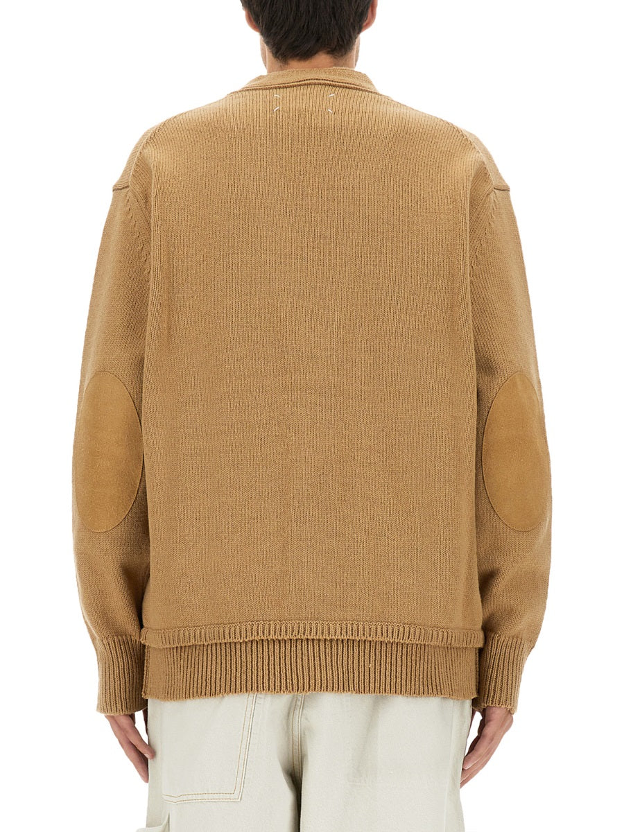 V-Neck Cardigan Beige Wool Jumpers