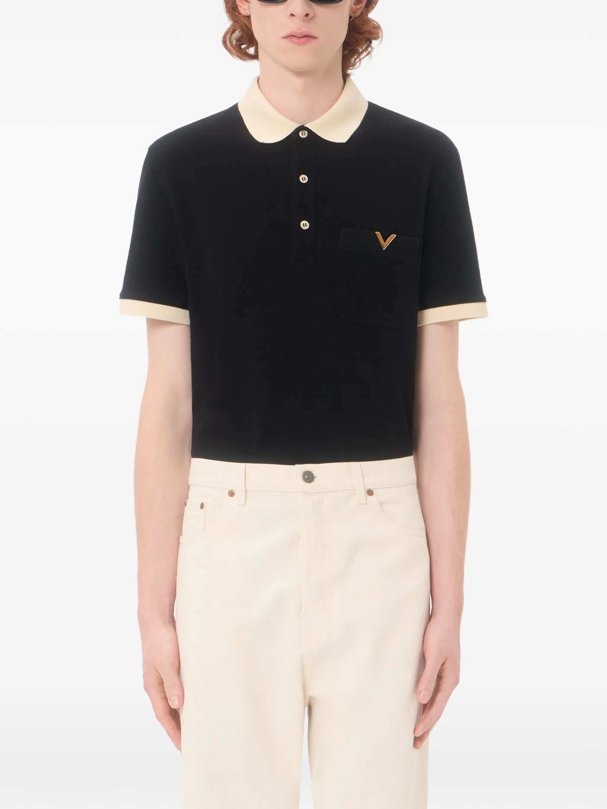 Polo Jersey Vgold Black Cotton |