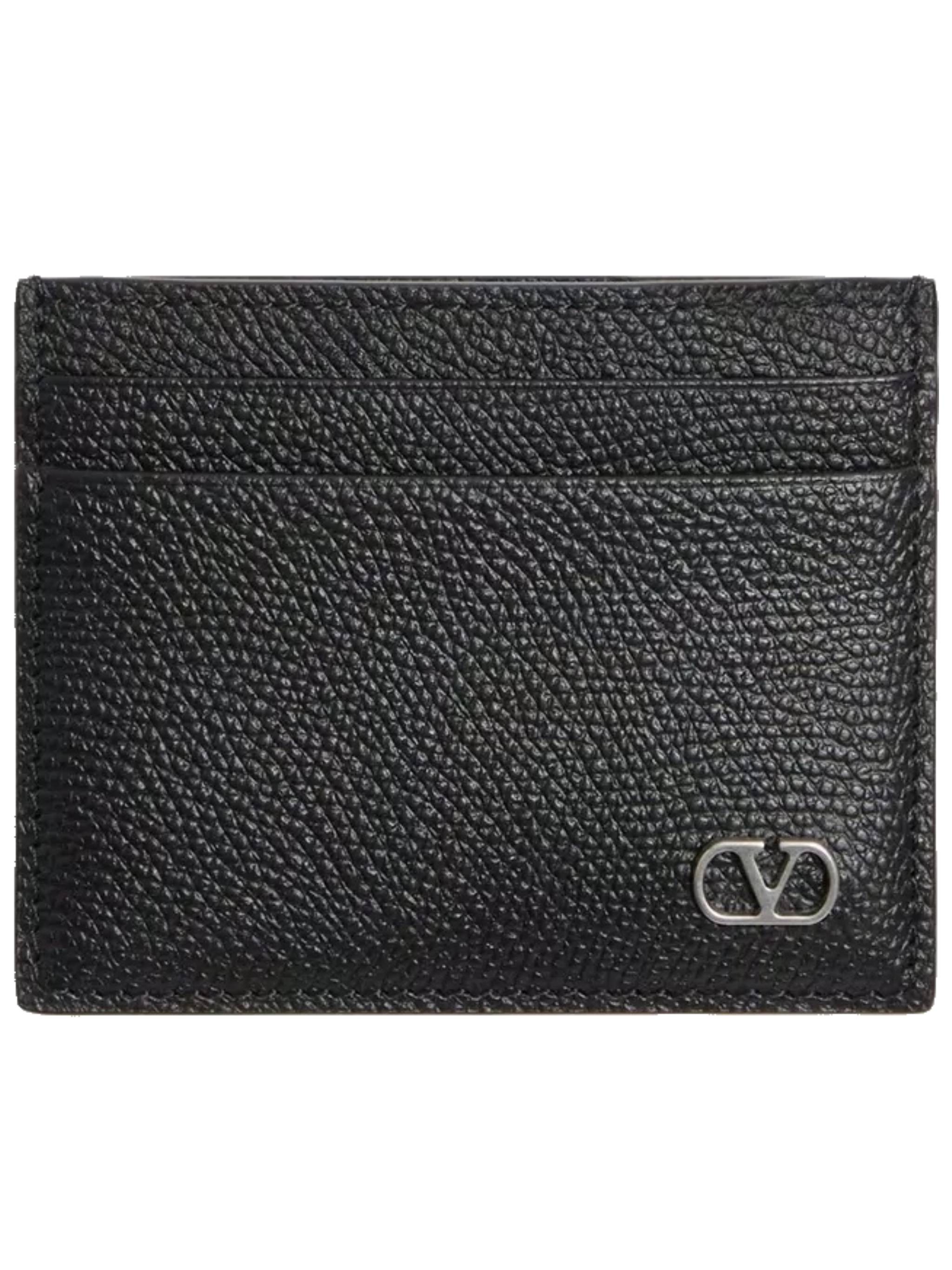 Card Holder Vlogo Signature Black Leather | Portafoglio