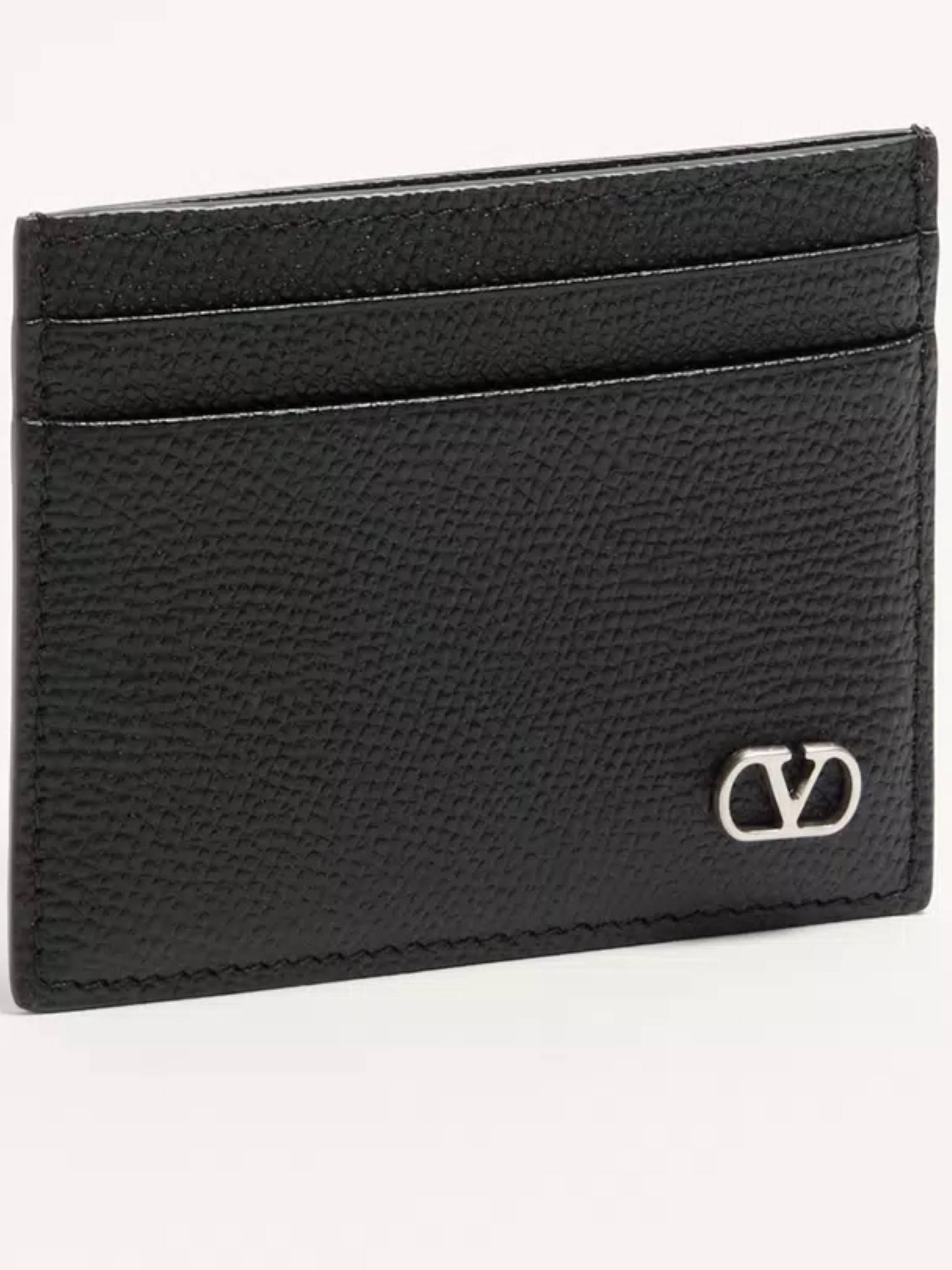 Card Holder Vlogo Signature Black Leather | Portafoglio