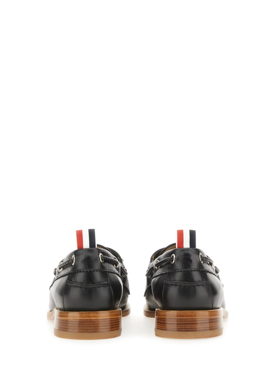 Boat Moccasin Black Leather Loafers