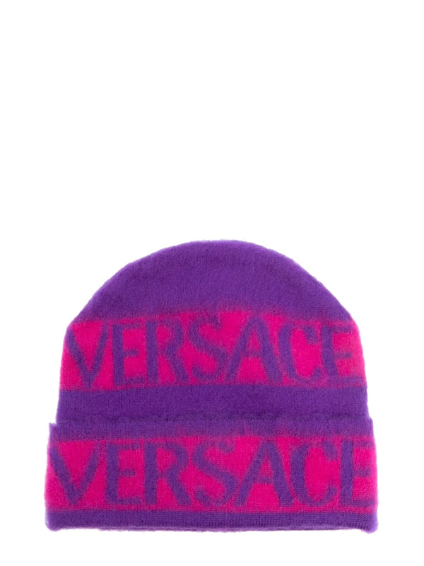 Beanie With Logo Stripes Multicolour Virgin Wool Hat