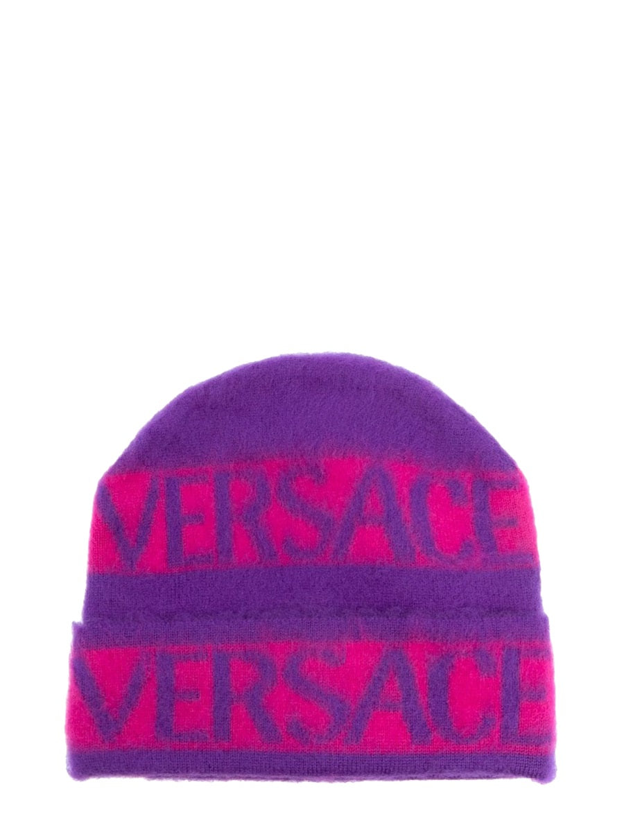 Beanie With Logo Stripes Multicolour Virgin Wool Hat