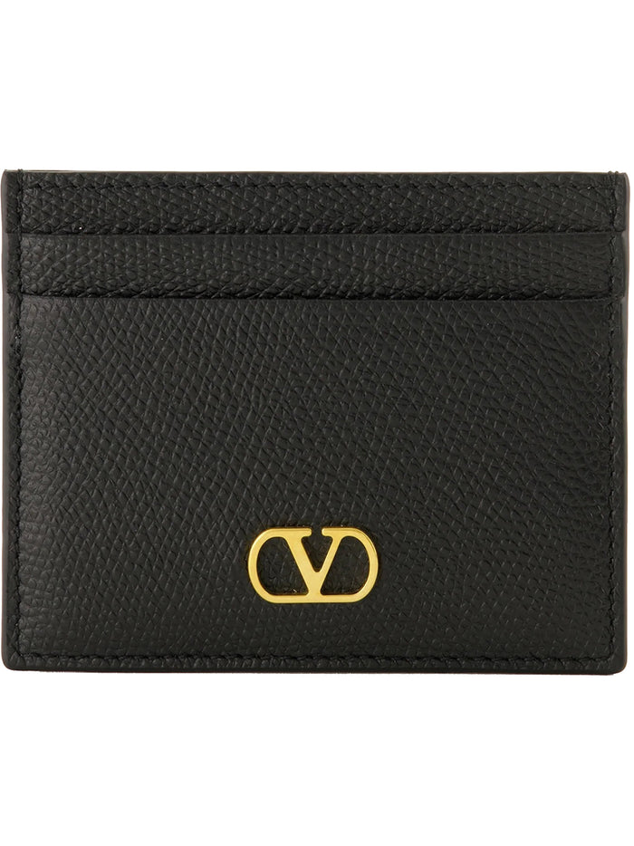 Card Holder Vlogo Signature Black Leather | Portafoglio