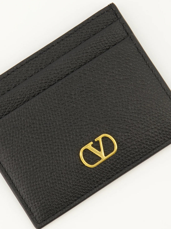 Card Holder Vlogo Signature Black Leather | Portafoglio