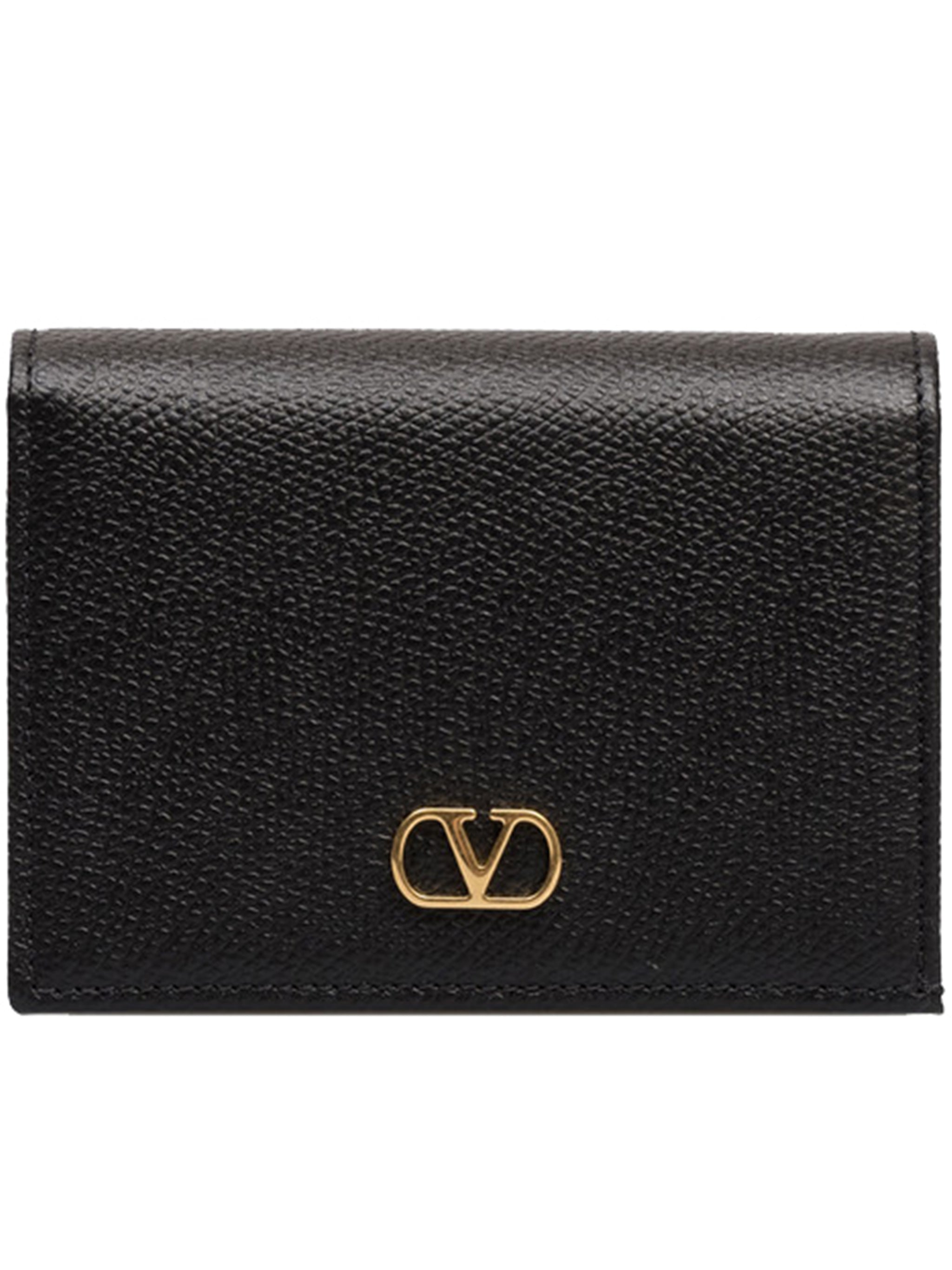 Flap French Wallet Vlogo Signature Black Leather | Portafoglio