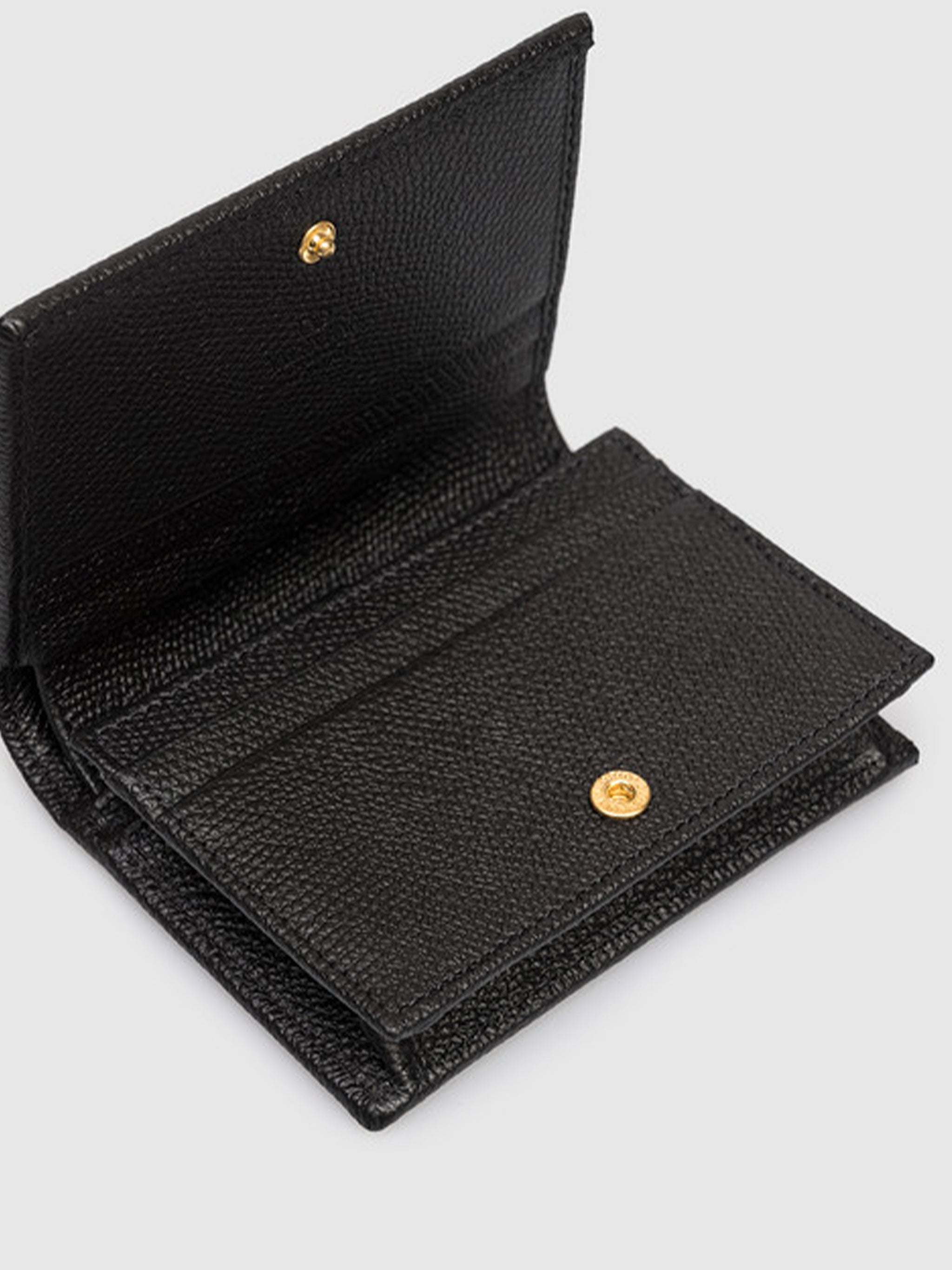Flap French Wallet Vlogo Signature Black Leather | Portafoglio