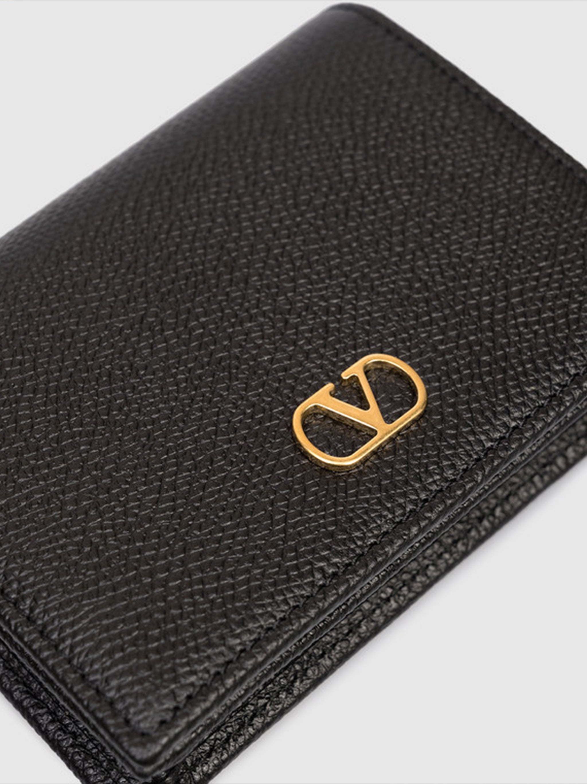 Flap French Wallet Vlogo Signature Black Leather | Portafoglio