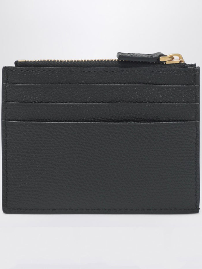 Coin Purse Card Case Vlogo Signature Black Leather | Portafoglio