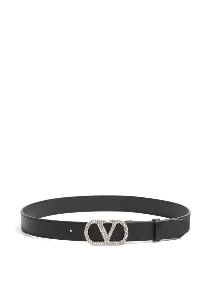 Belt H. 30 Vlogo Signature Black Calf Leather | Cintura