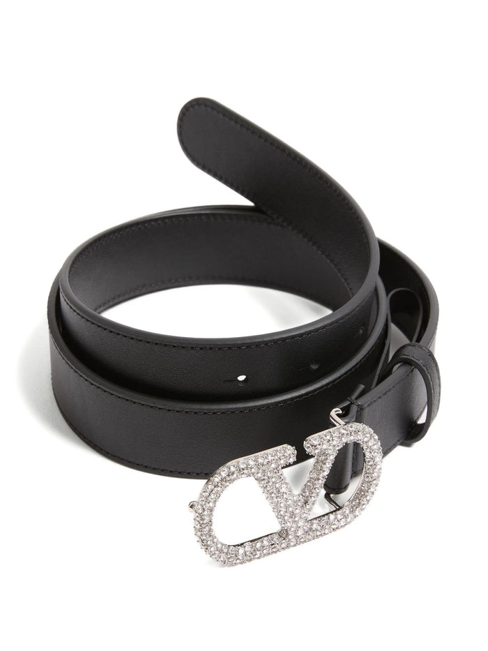 Belt H. 30 Vlogo Signature Black Calf Leather | Cintura