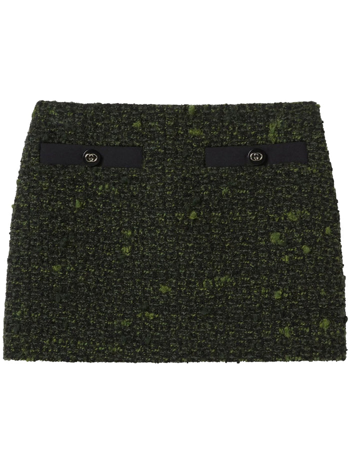 Skirt Multicolor Wool Boucle Green Gonna