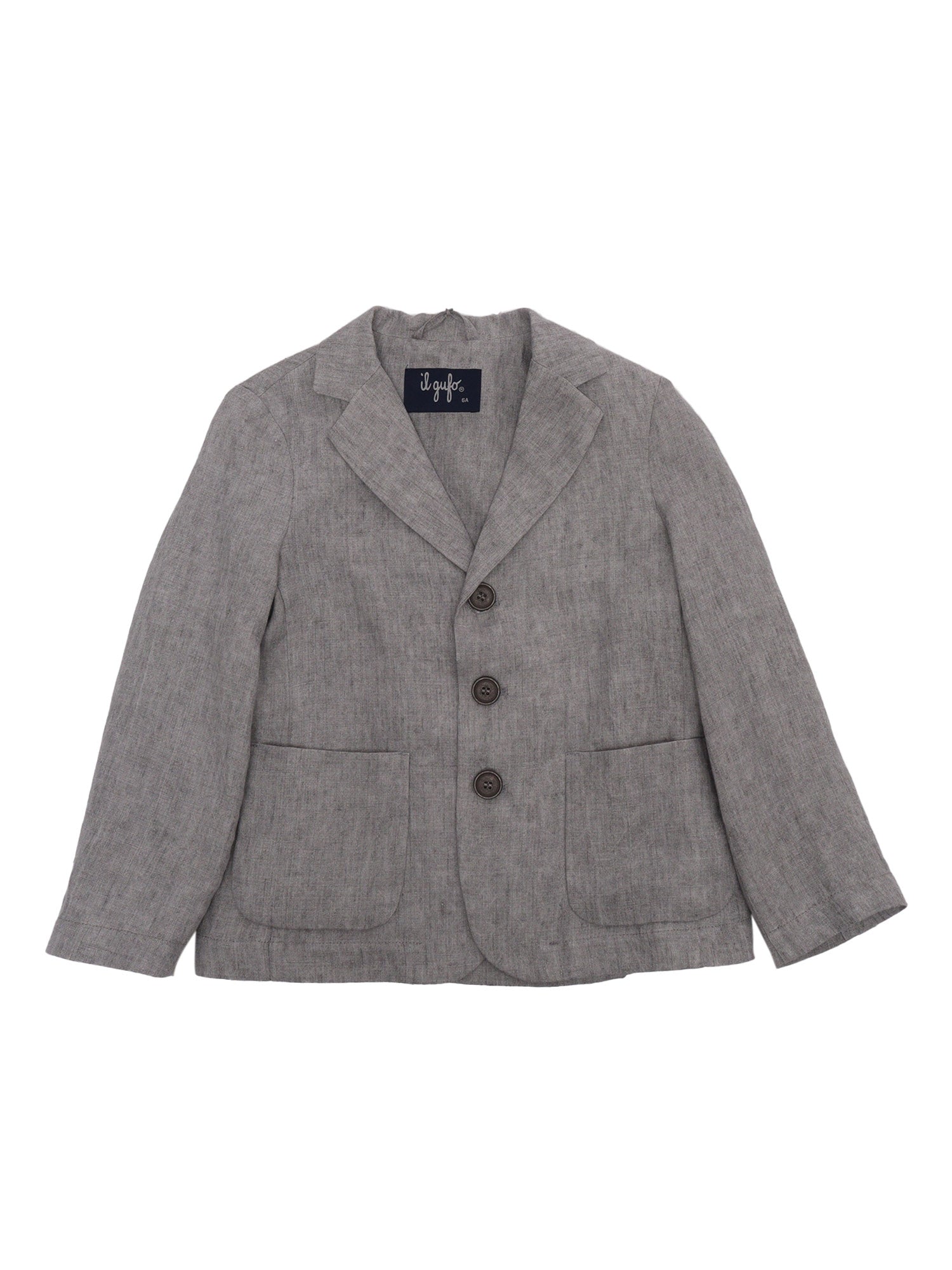 Rock-Colored Blazer Grey Linen Pockets Lining Cotton Jacket