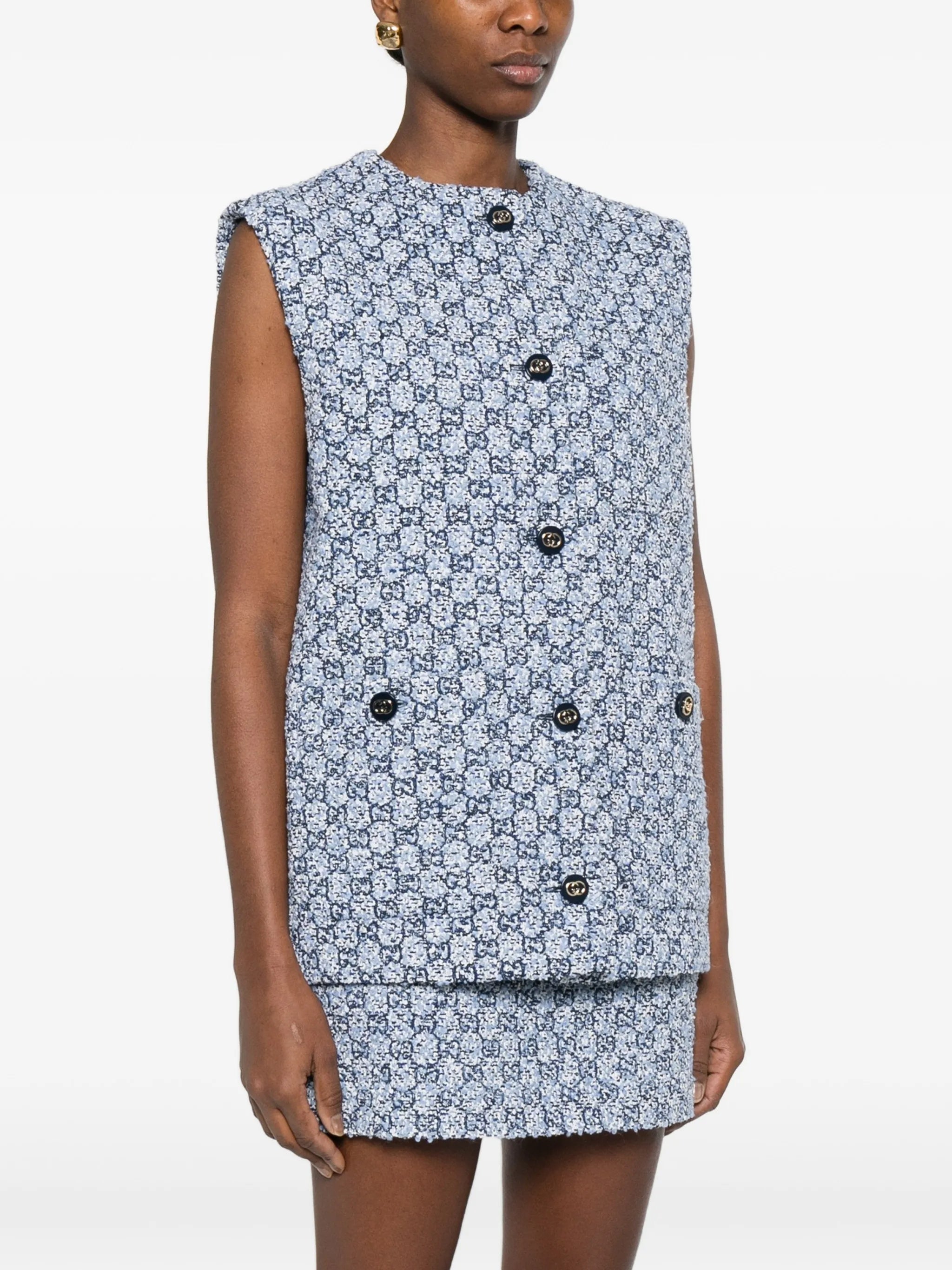 Gilet Multicolor Gg Tweed Black