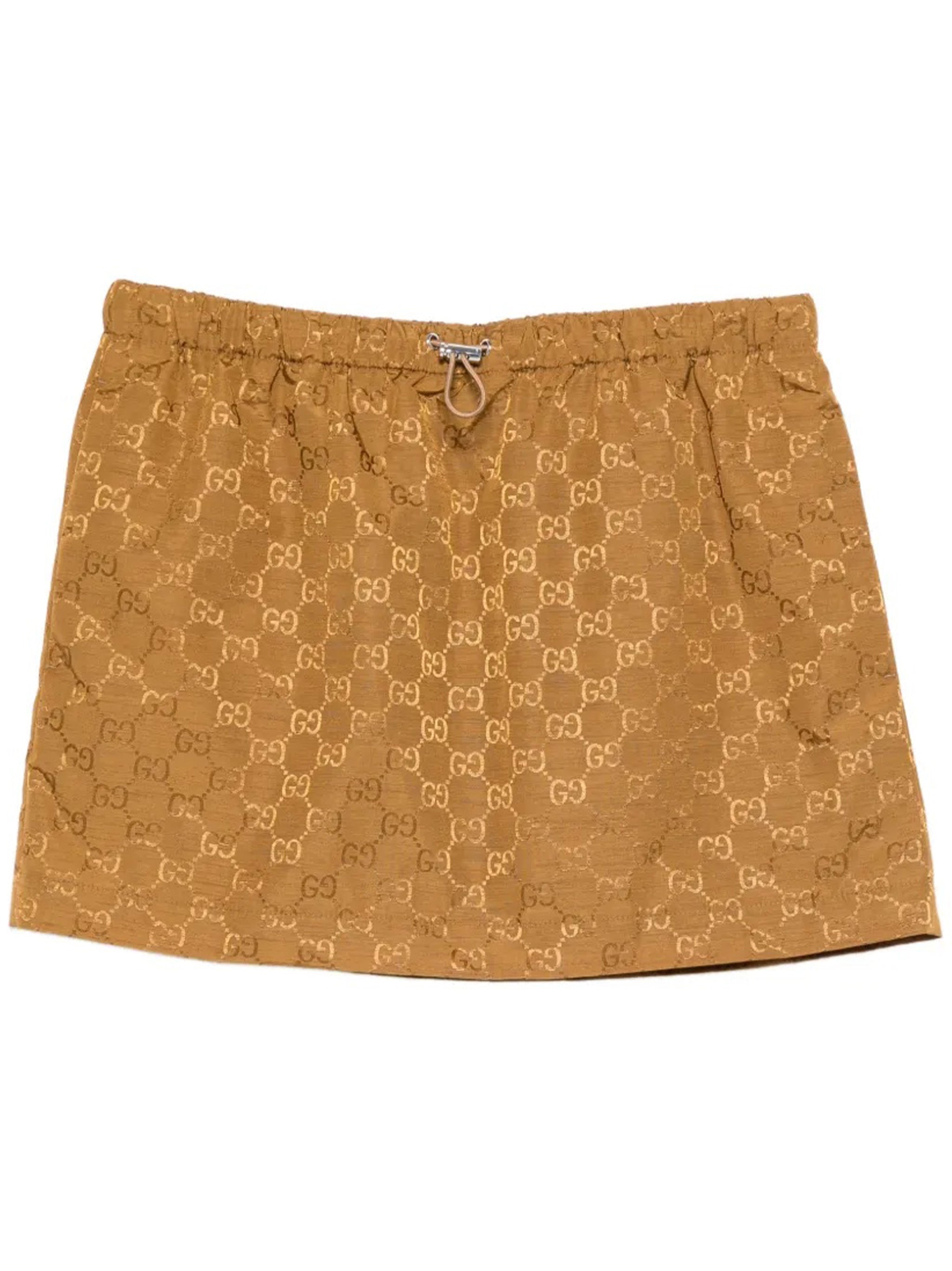 Skirt Slub Gg Nylon Brown Gonna