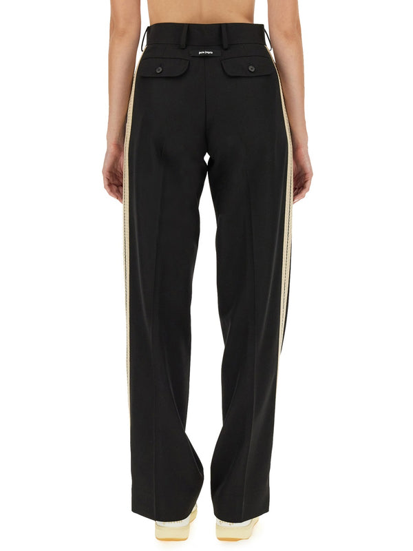 Wool Pants Black Polyester Trousers