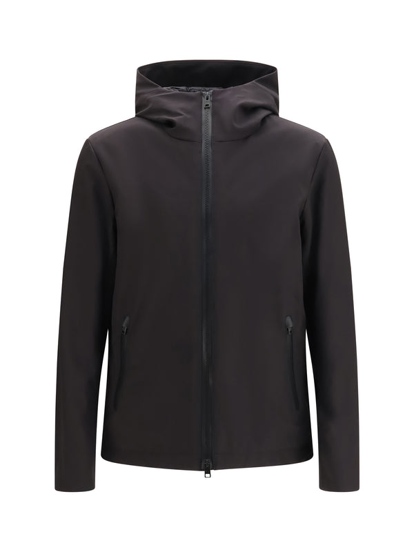 Pacific Soft Shell Hooded Jacket Black Polyester; Elastane Down