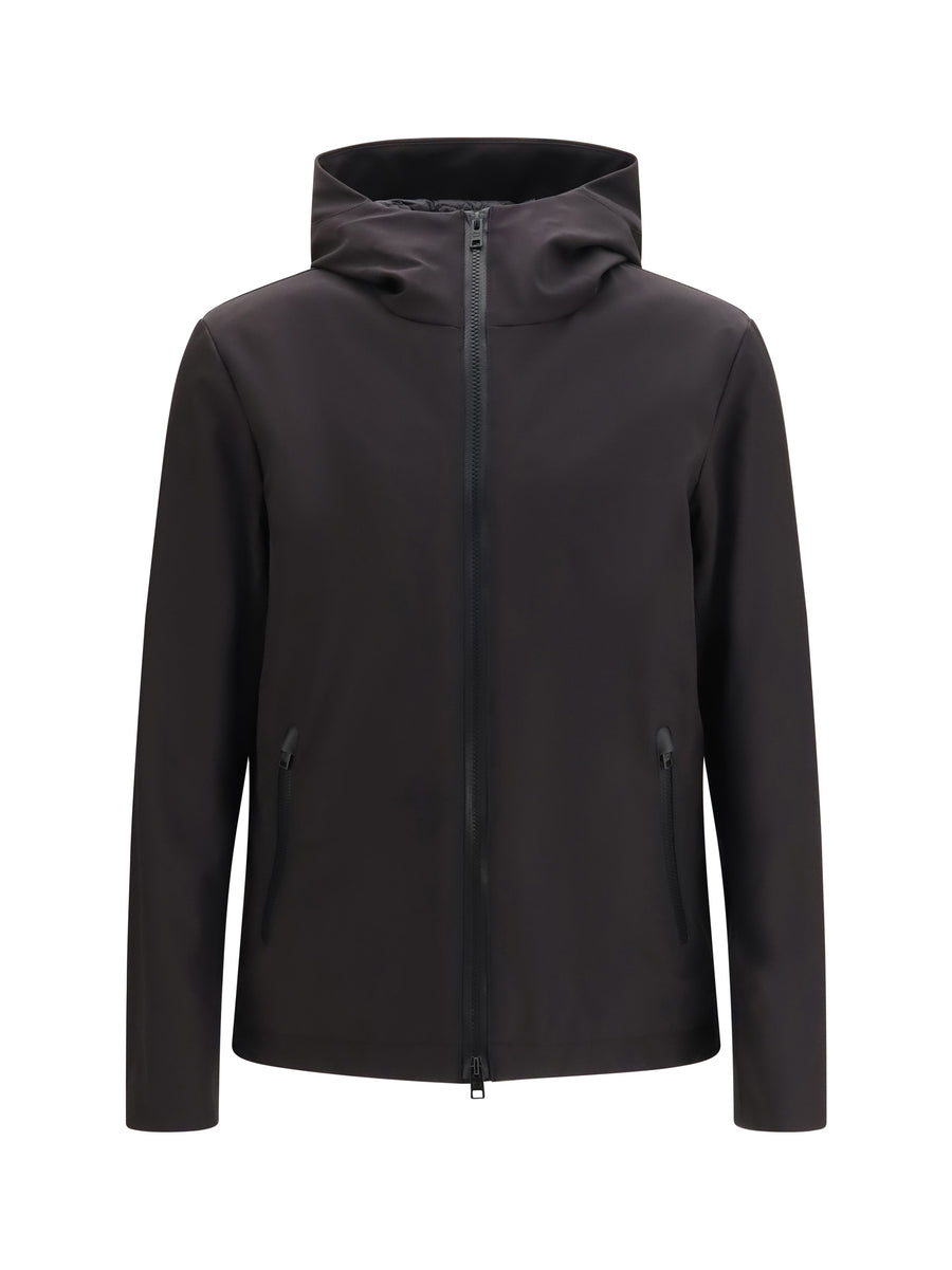 Pacific Soft Shell Hooded Jacket Black Polyester; Elastane Down