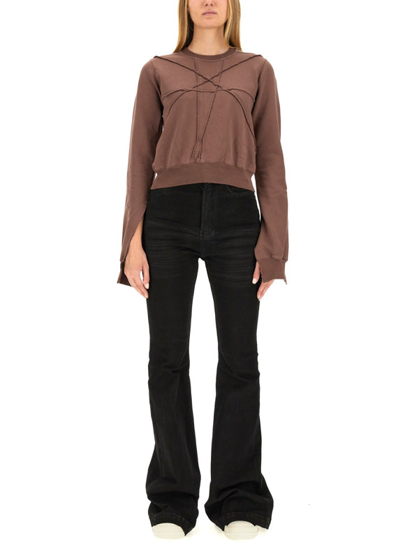 Cropped Sweatshirt Brown Cotton Sweatshirts