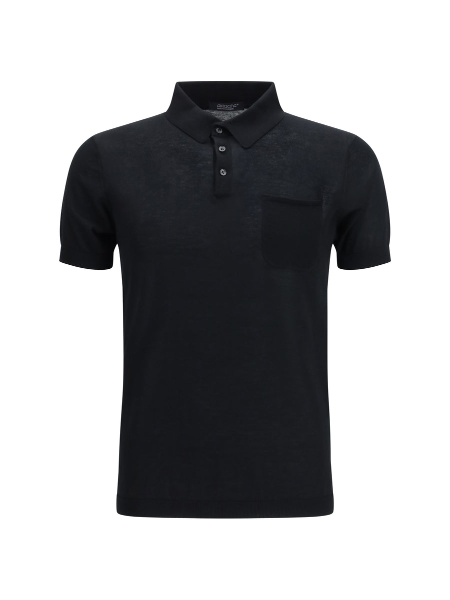 Aragona Cashmere 100% Cotton polo in black