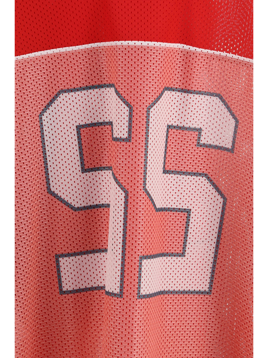 Technical Mesh T-Shirt With Number Print Fantasia Rosso Polyester T-shirts