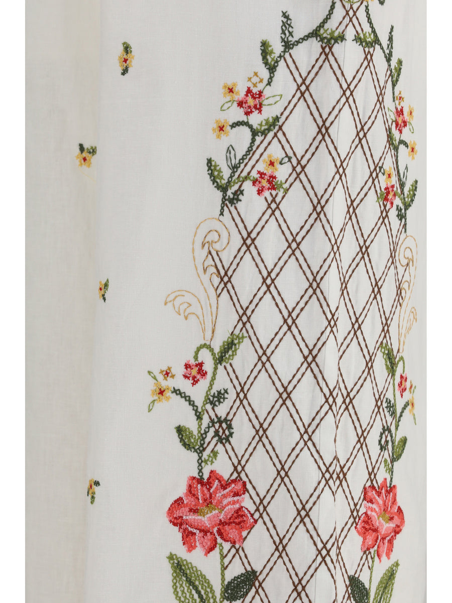 Wide-Leg Pants Off White Linen Trousers