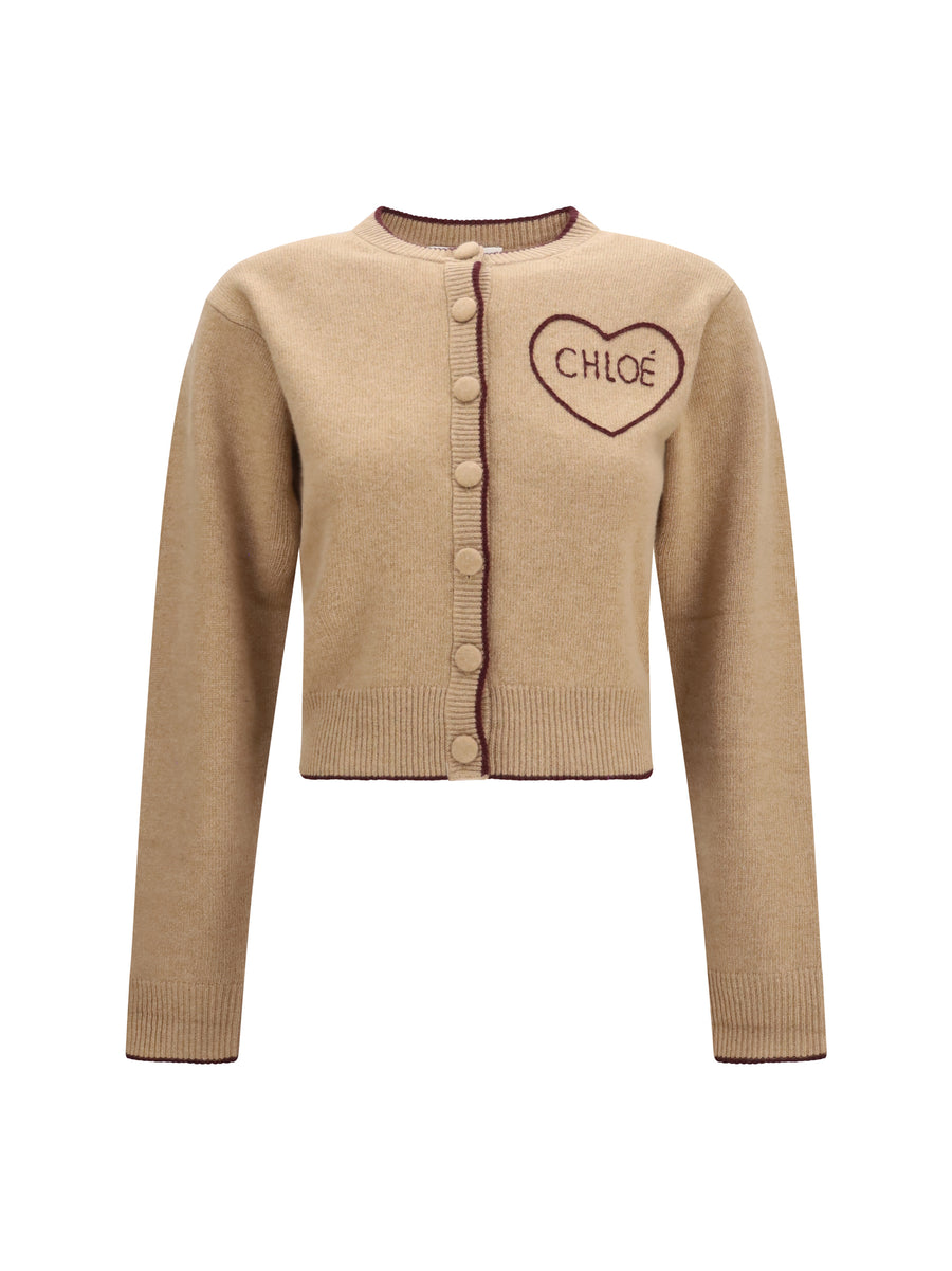 Cardigan Wool And Cashmere Bleached Brown Merino