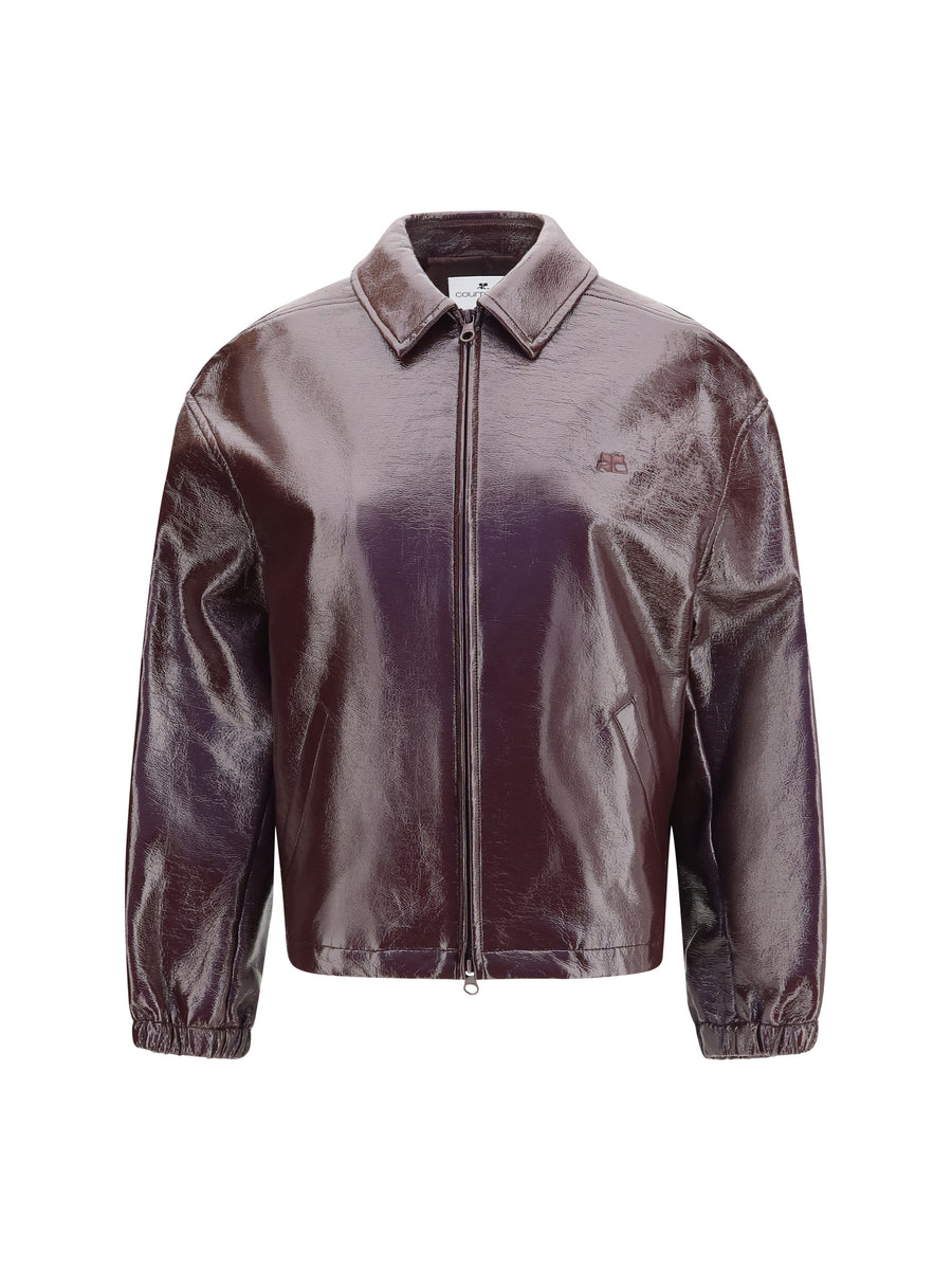 Vinyl Bomber Jacket Burnt Red