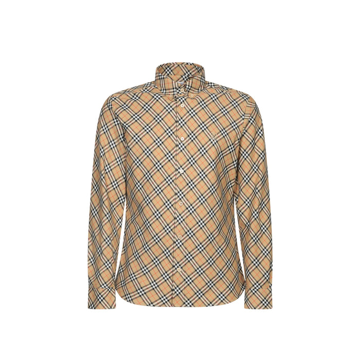 Sand Check Shirt Beige Cotton