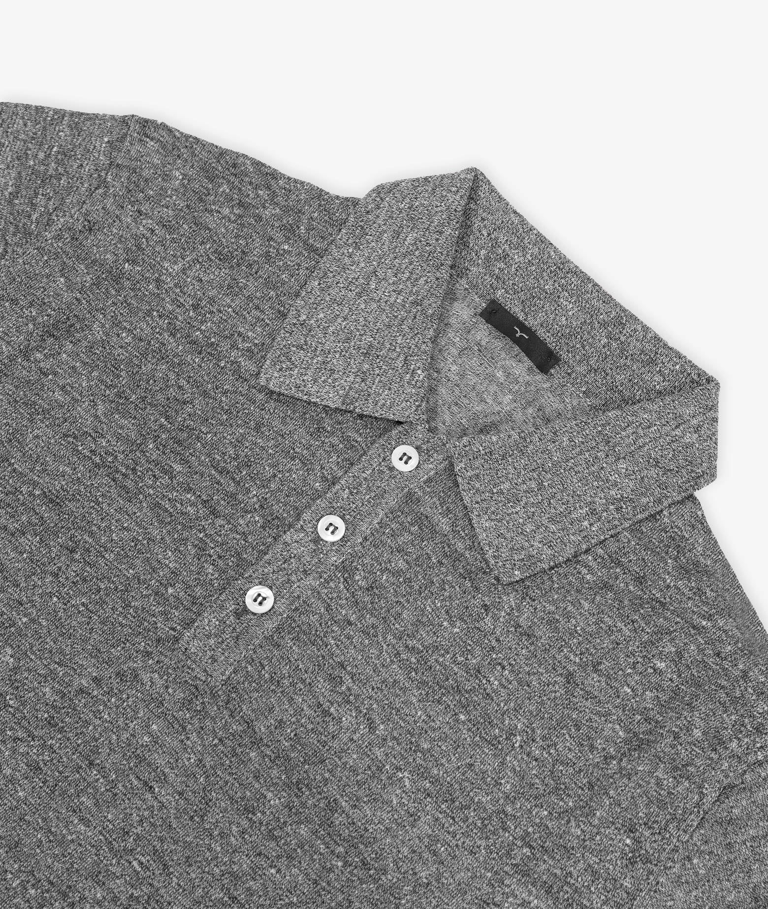 Radama Linend And Cotton Polo Shirt Blue Knitwear