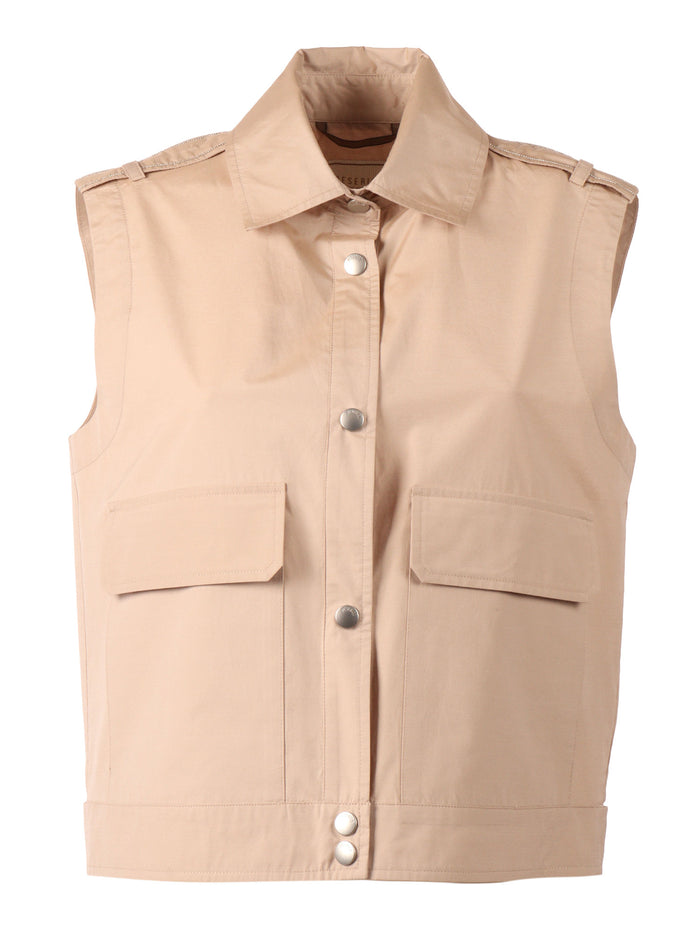 WOMAN WAISTCOAT Beige Cotton Polyester Vest