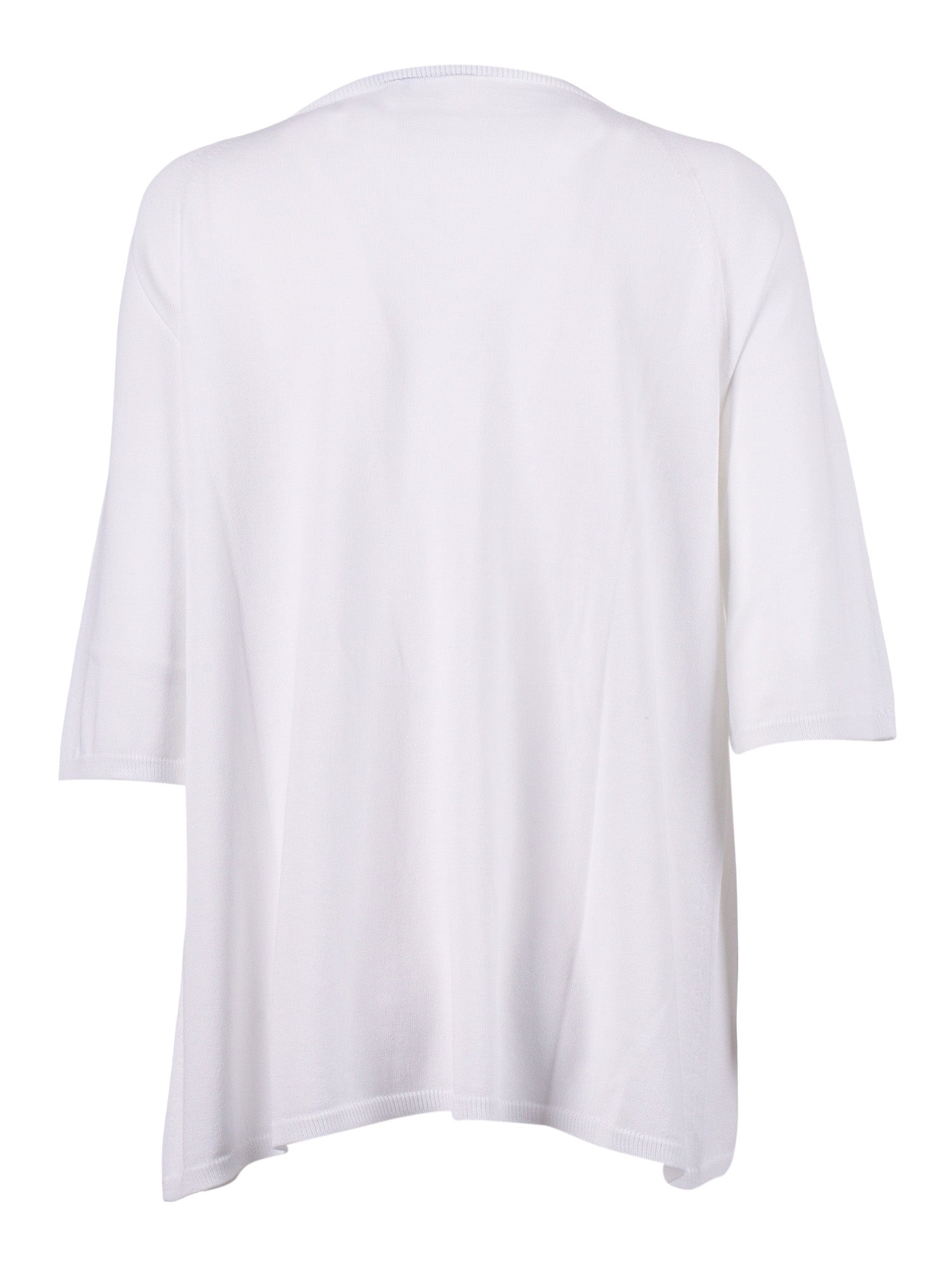 Seamless Plain-Knit Crew Neck With An A-Line Silhouette White Cotton Crewneck