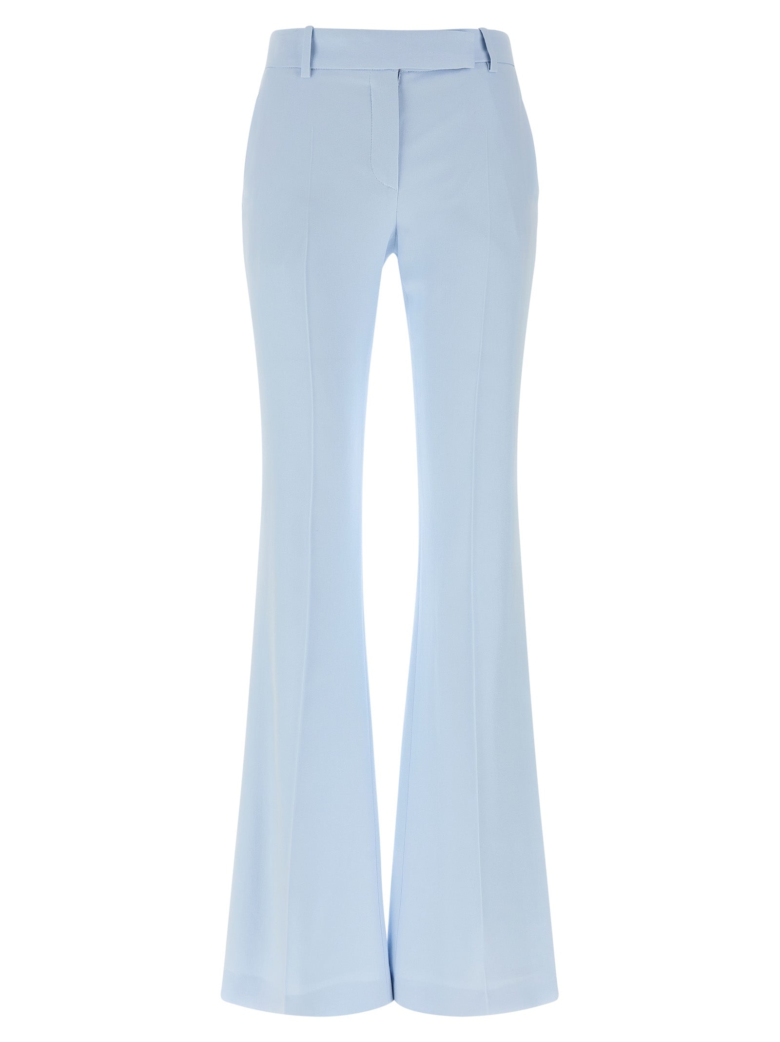 Flared Leg Pants Light Blue Viscose