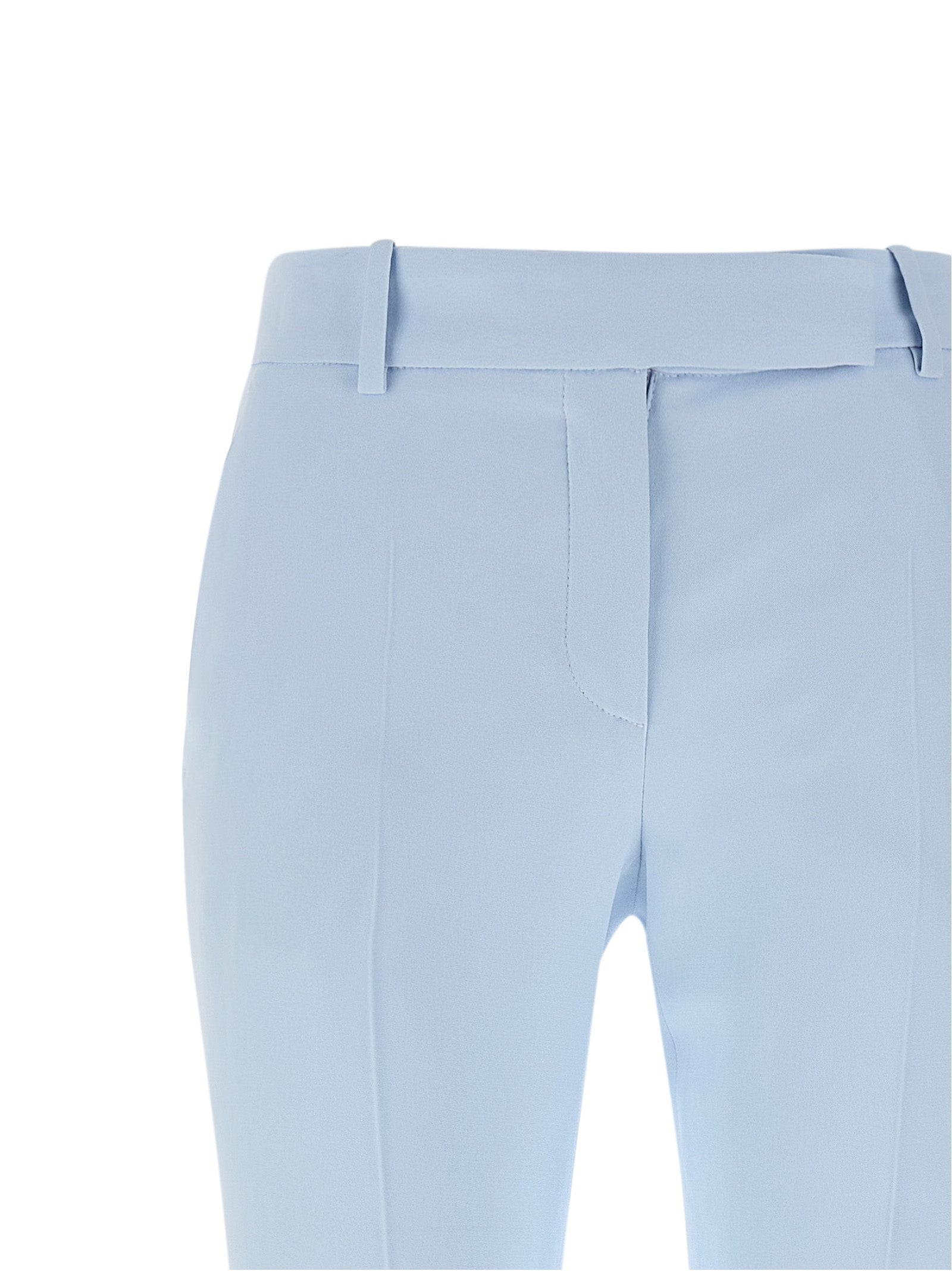 Flared Leg Pants Light Blue Viscose