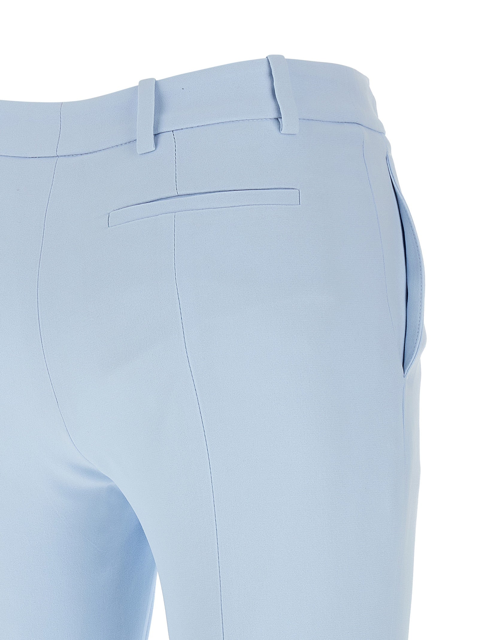 Flared Leg Pants Light Blue Viscose
