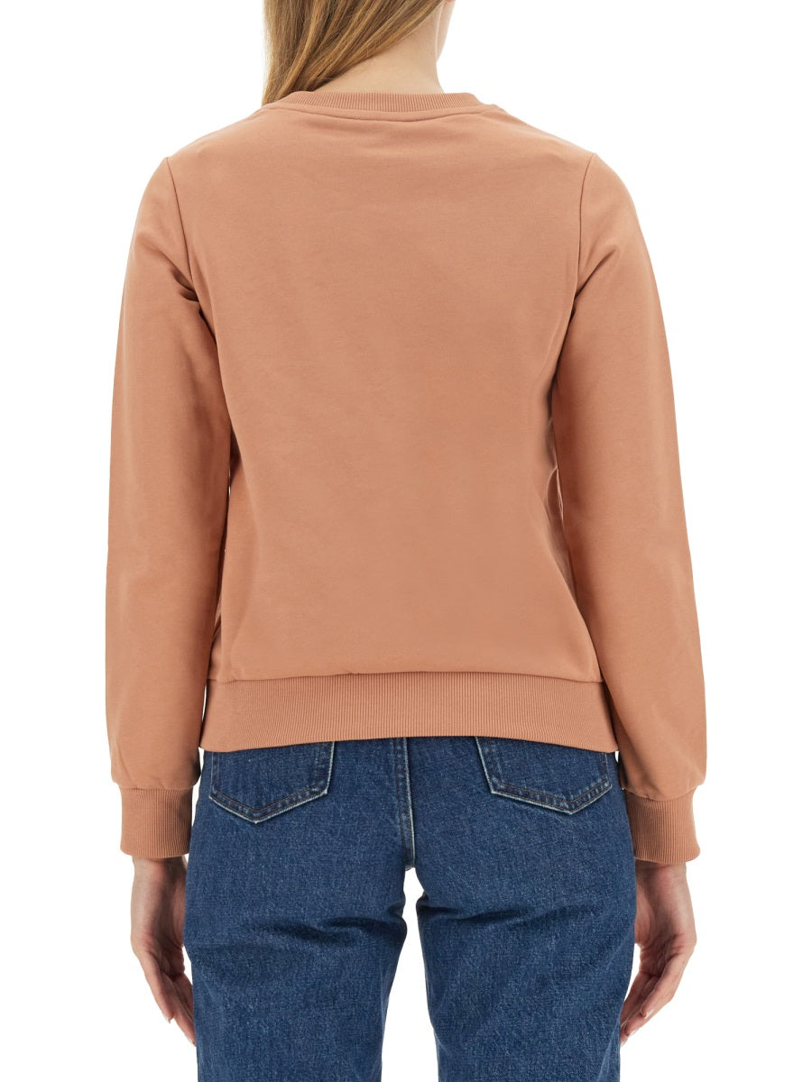 Sweatshirt With Logo Pink Cotton Sweatshirts