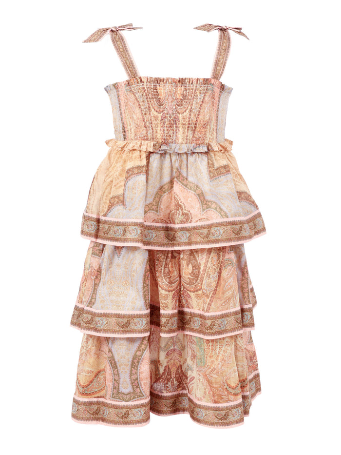 Awaken Kids Tiered Dress Beige Cotton Lining