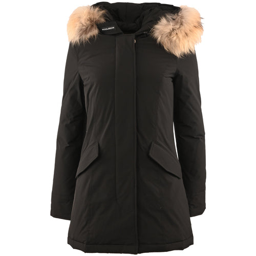 Luxury Arctic Raccoon Parka Black Polyester Jacket